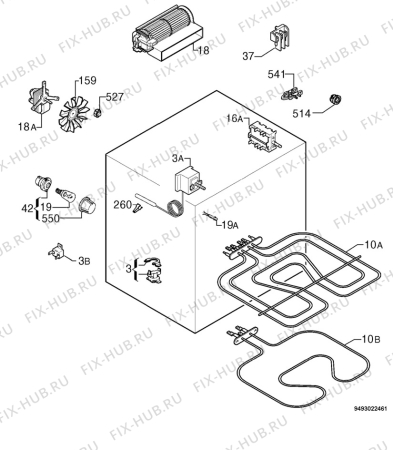 Взрыв-схема плиты (духовки) Zanussi ZOB656X - Схема узла Electrical equipment 268